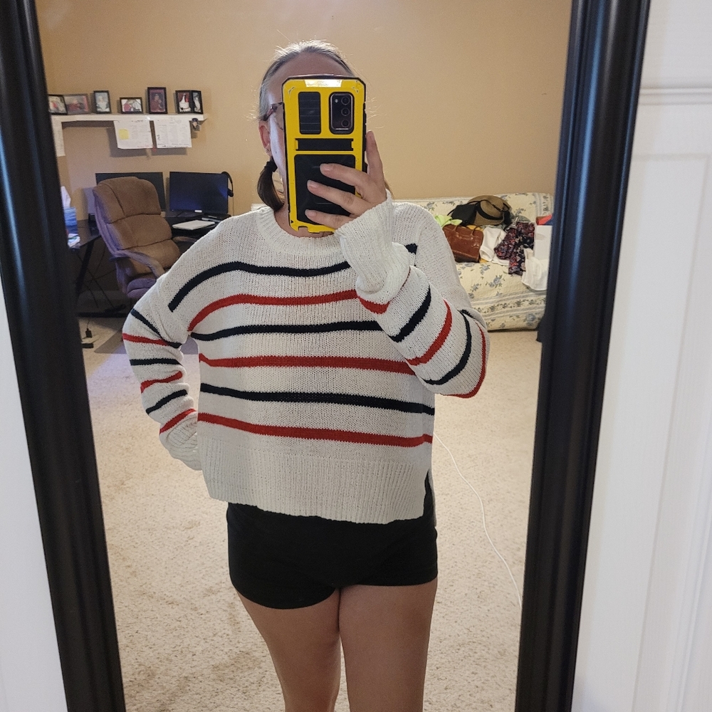 American Flag Colored Light Sweater
